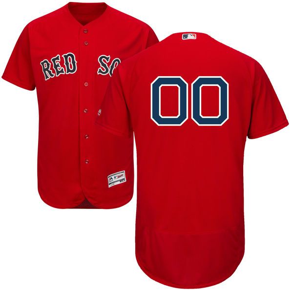 Men Boston Red Sox Majestic Alternate Red Scarlet Flex Base Authentic Collection Custom MLB Jersey